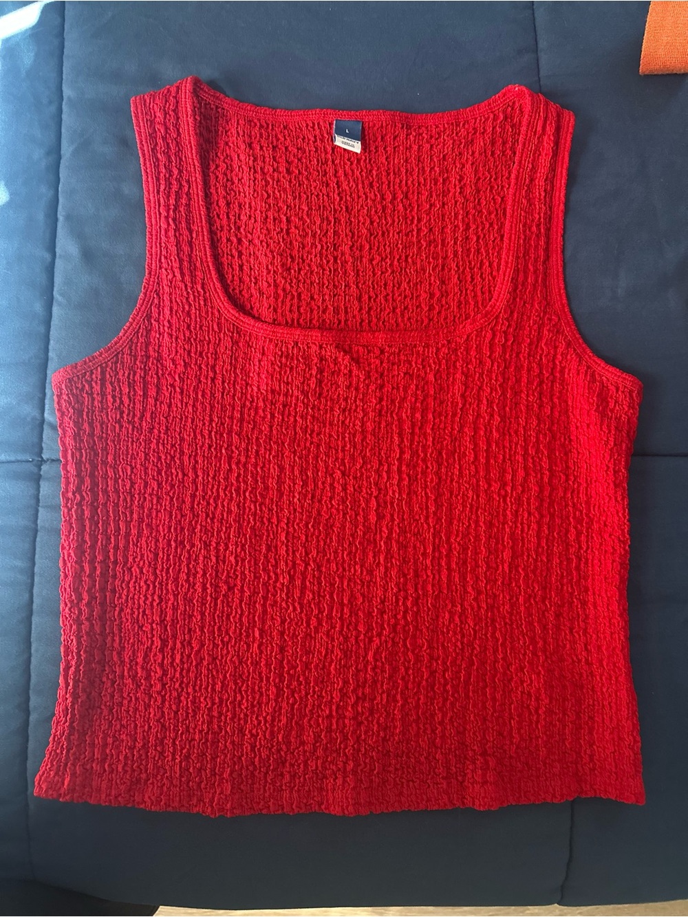 Old Navy Red Textured Scoop Neck Tank